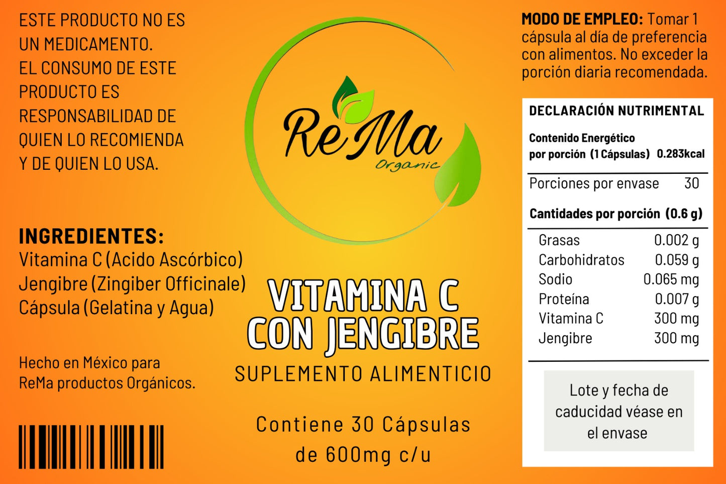 Vitamina C con Jengibre | Energía, Inmunidad y Bienestar