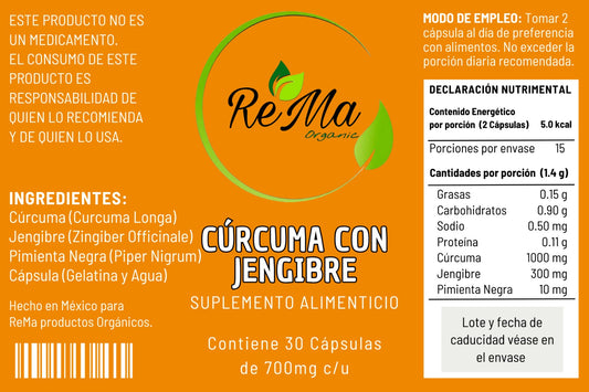 Cápsulas de Cúrcuma con Jengibre | Antiinflamatorio Natural