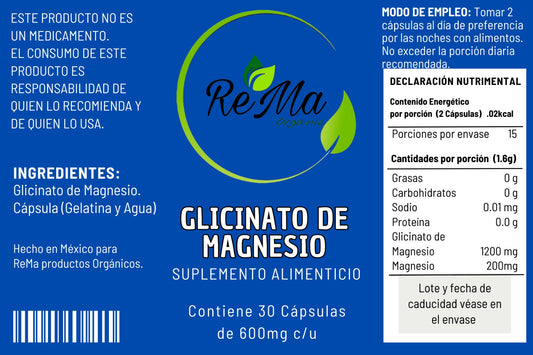 Glicinato de Magnesio | Sueño, Relajación y Bienestar