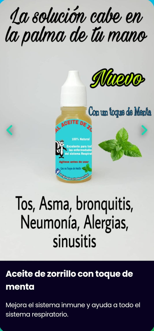 Aceite de Zorrillo Tradicional | Respiración y Bienestar Pulmonar