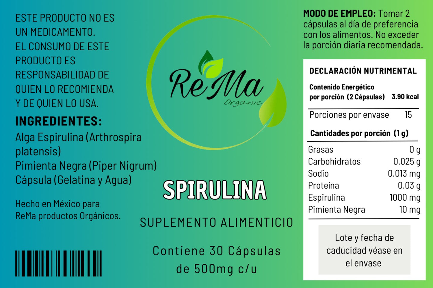 Cápsulas de Spirulina | Superalimento Energético y Nutritivo