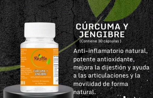 Cápsulas de Cúrcuma con Jengibre | Antiinflamatorio Natural